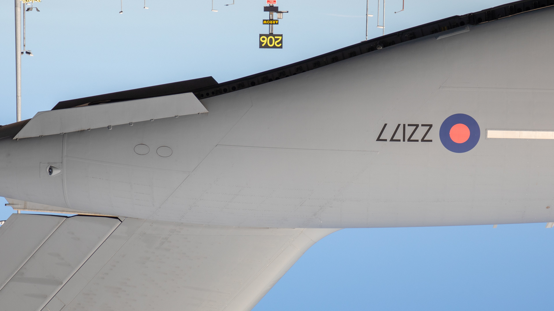 ZZ177 or 'Lizz' RAF C-17 used to transport Queen's coffin to Buckingham Palace from Edinburgh Airport 130922 CREDIT MOD