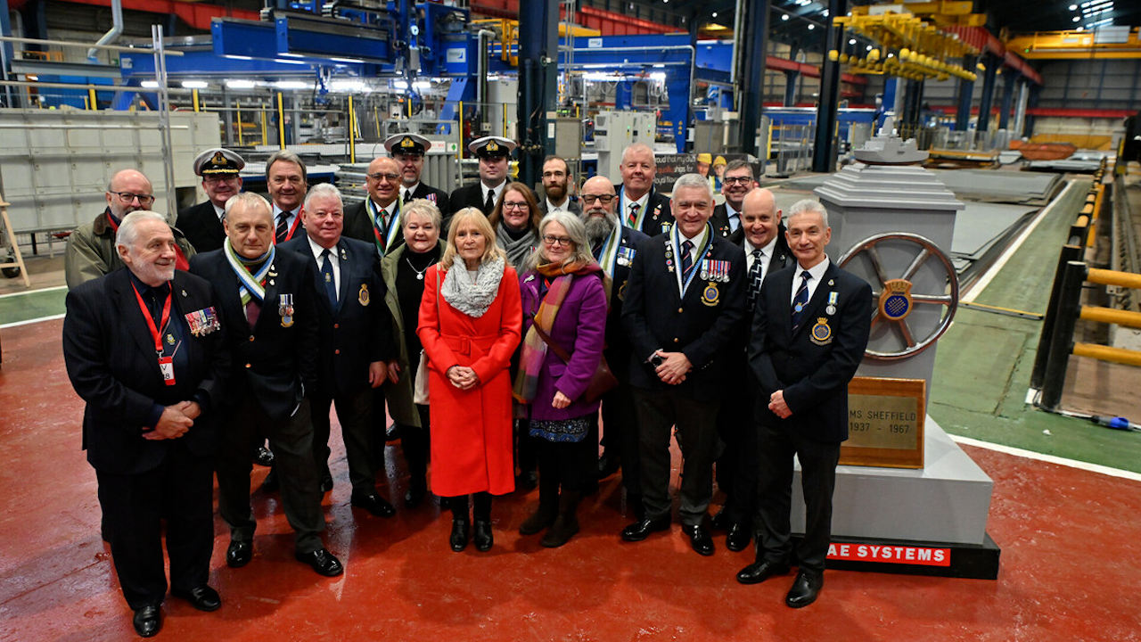 HMS Sheffield Association at steel cut ceremony pictured during the steel cutting ceremony in Glasgow (Picture: BAE Systems)