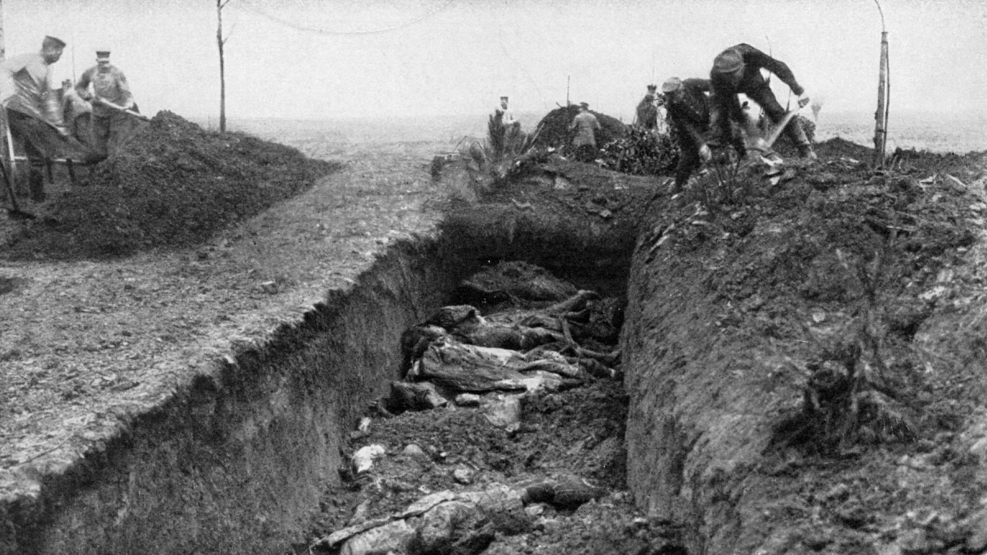 British and German dead buried together at Vimy Ridge in 1917 (Picture: Historic Collection)