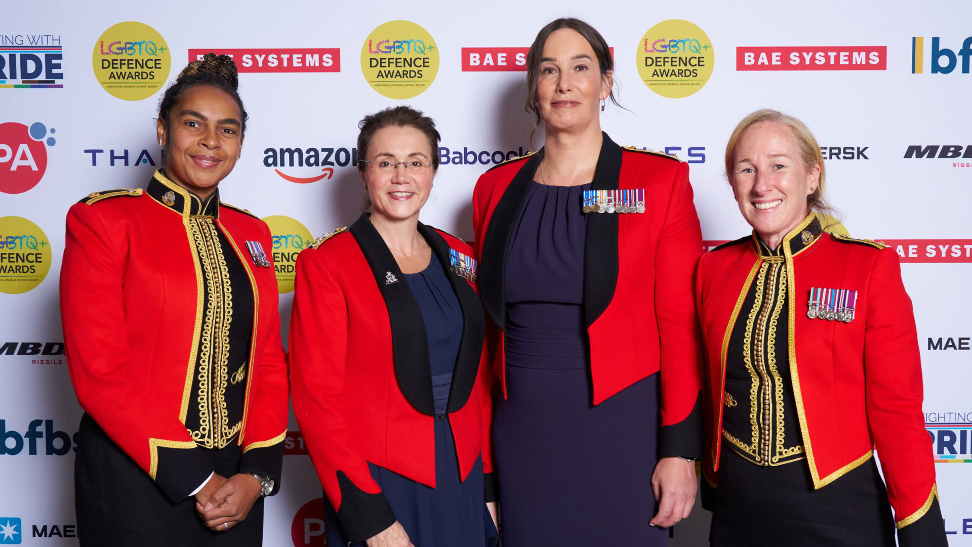Colonel Grace Sangster-Wall (second from right) pictured with other guests at the 2025 LGBTQ+ Defence Awards (Picture: LGBTQ+ Defence Awards)