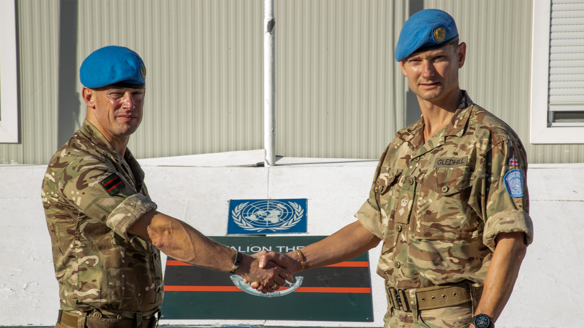 A handshake between the commanding officers symbolised the transfer of authority from 39 Engineer Regiment to 8 Rifles (Picture: MOD)