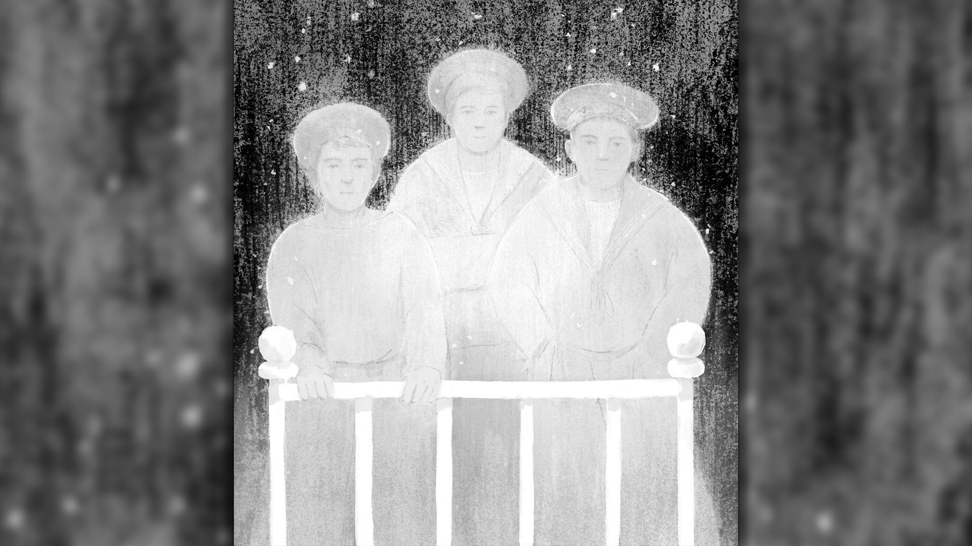 Artwork illustrating the A Visit from Three Friends chapter in Wartime Ghost Stories book by Esme Smith (Picture: Joe Lillington and Imperial War Museums)