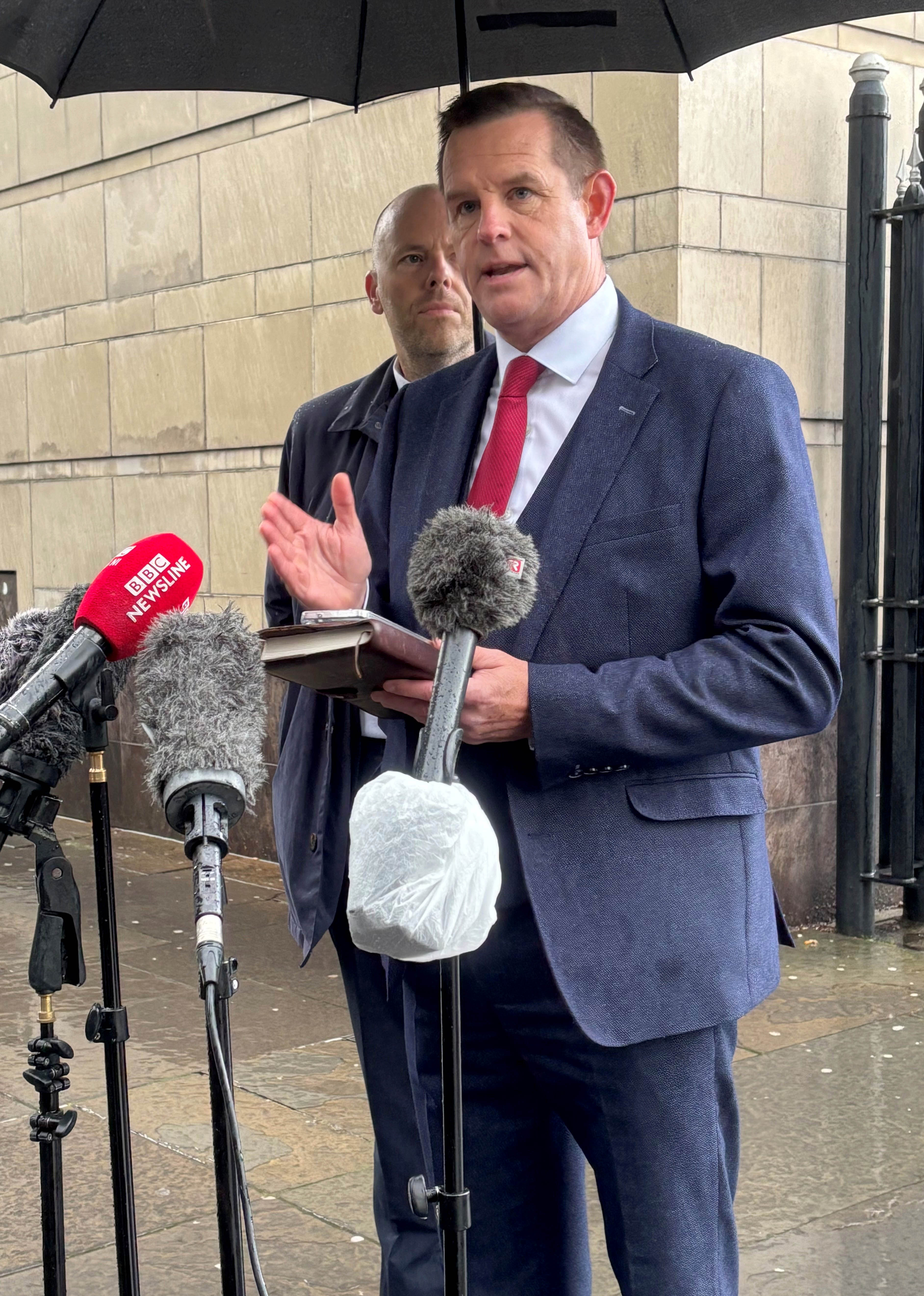 Northern Ireland Veterans Commissioner David Johnstone spoke outside Belfast Crown Court (Picture: PA)