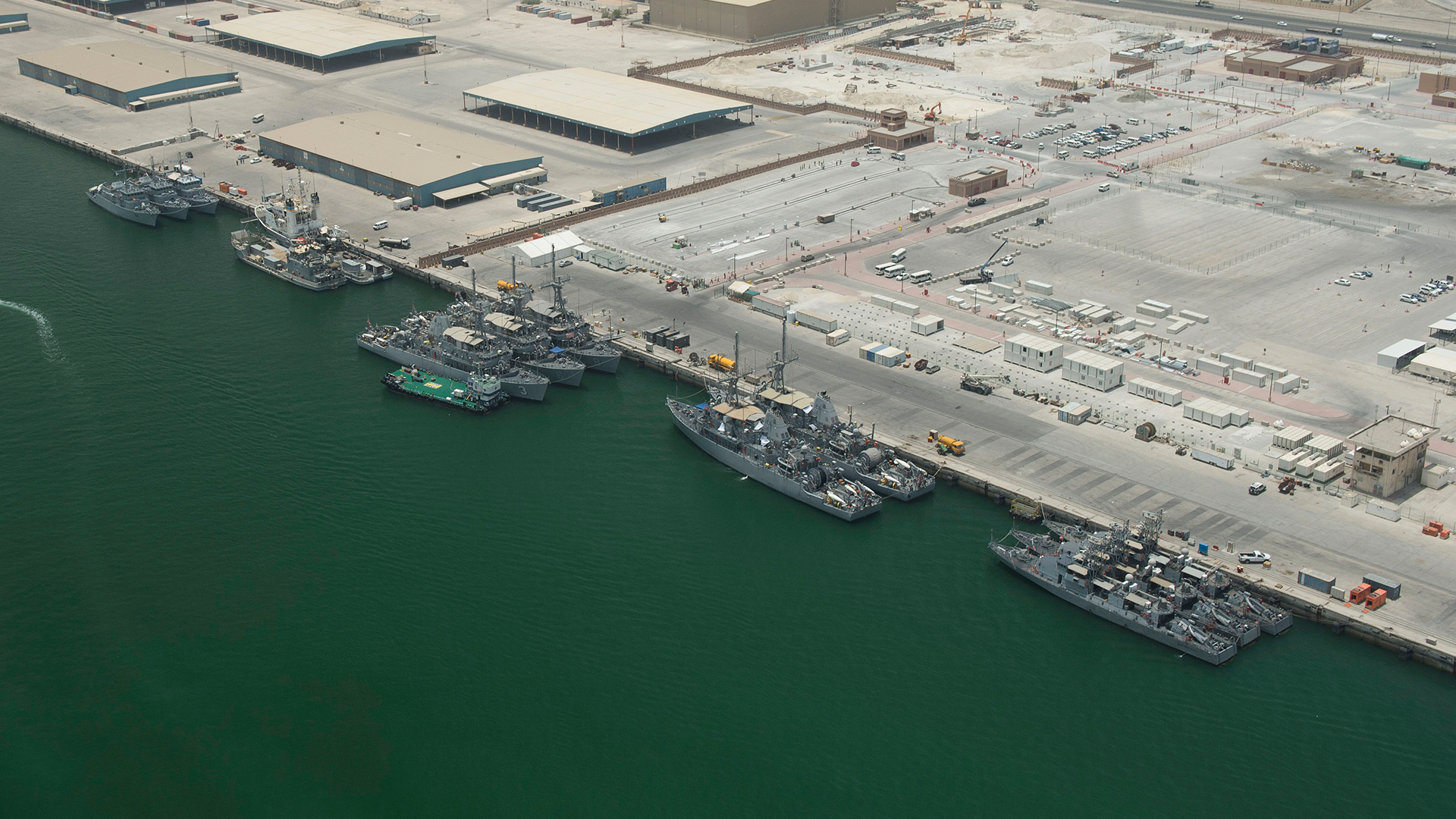This aerial view shows the US Fifth Fleet's area of responsibility in Manama, Bahrain, years prior to the Iranian strikes
