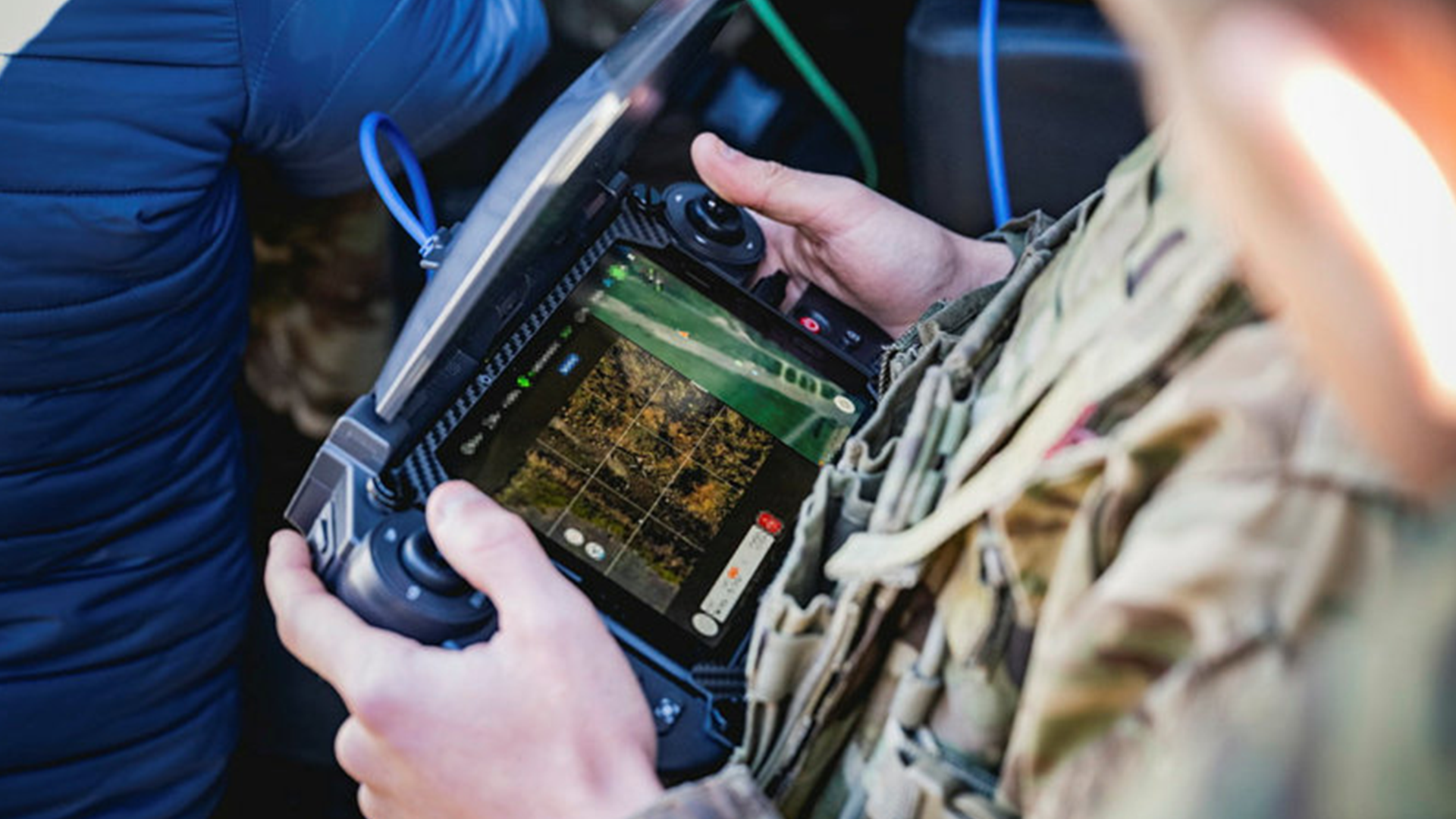 Screen from AI drone detecting explosives trial