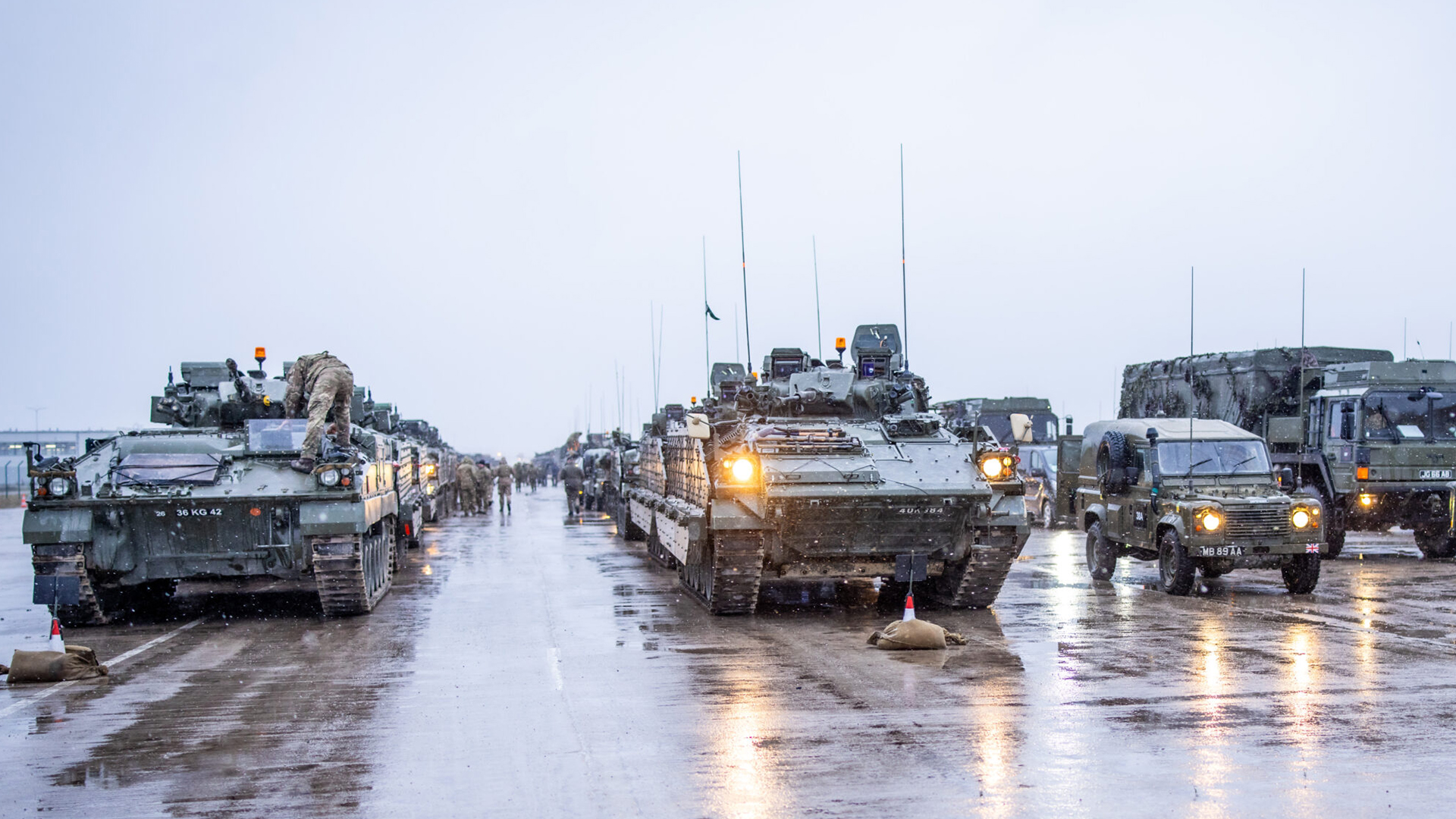 Warrior infantry fighting vehicles made up part of the British Army contingent