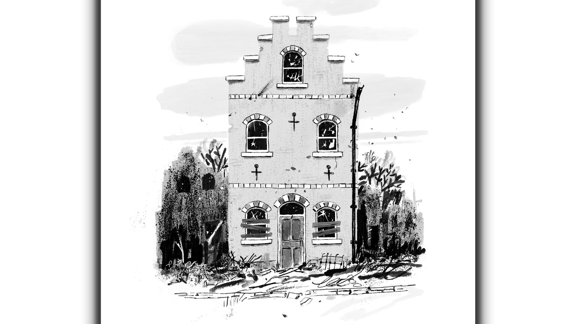 Artwork illustrating The Haunting of Villa Espagnole chapter in Wartime Ghost Stories book by Esme Smith (Picture: Joe Lillington and Imperial War Museums)