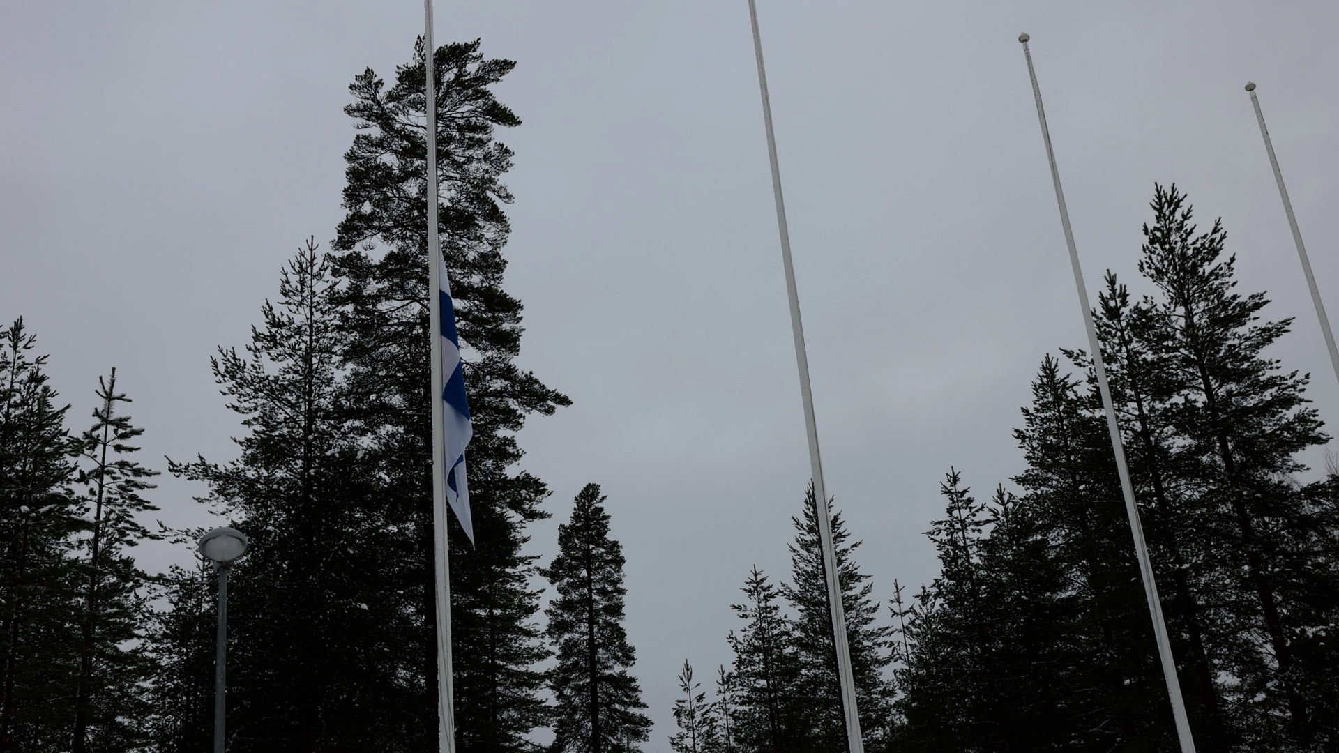The Finnish flag was flown at half-mast as a mark of respect to the conscript who passed away while on exercise in the Vuosanka training area