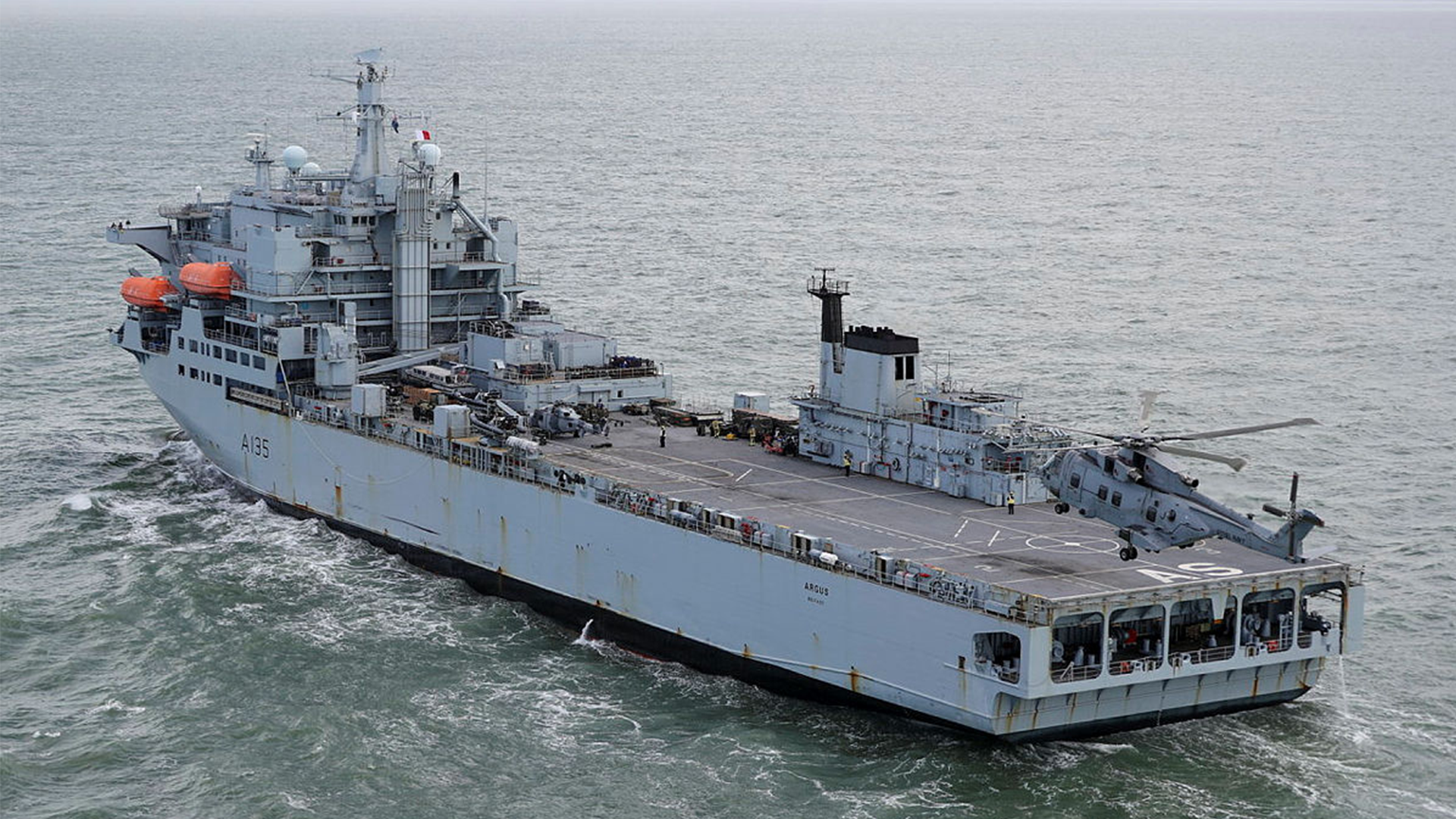 RFA Argus assisting with disaster relief in Honduras after Hurricane Eta