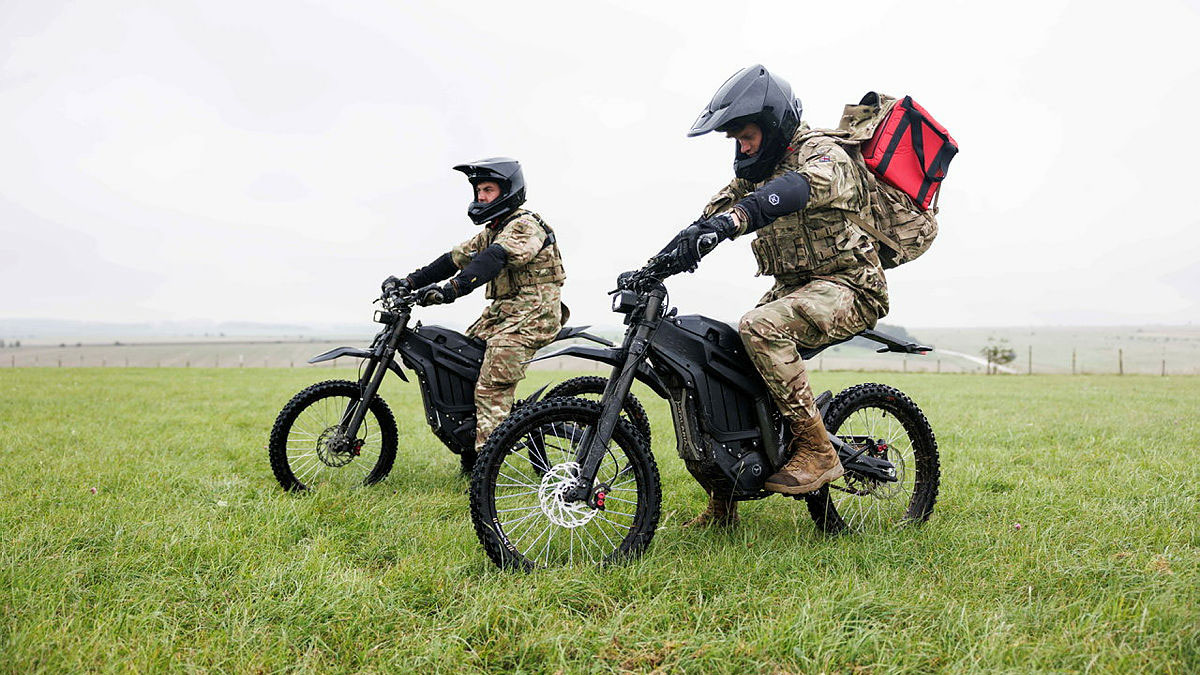 Soldiers ride eBikes to deliver refrigerated blood supplies during a training scenario on Ex Iron Titan in October 2023 (Picture: MOD)