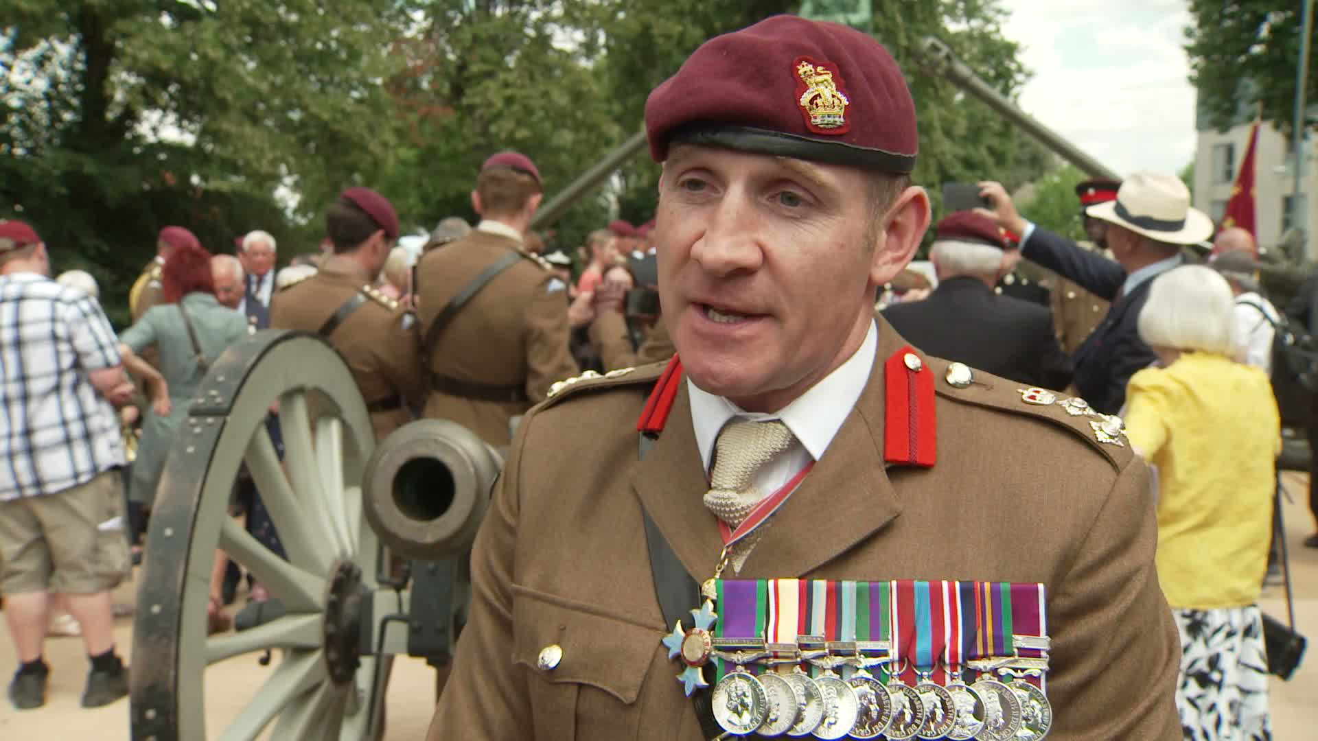 Brig Cartwright (above) unveiled the statue with Lieutenant General Sir Barney White-Spunner (Picture: BFBS)