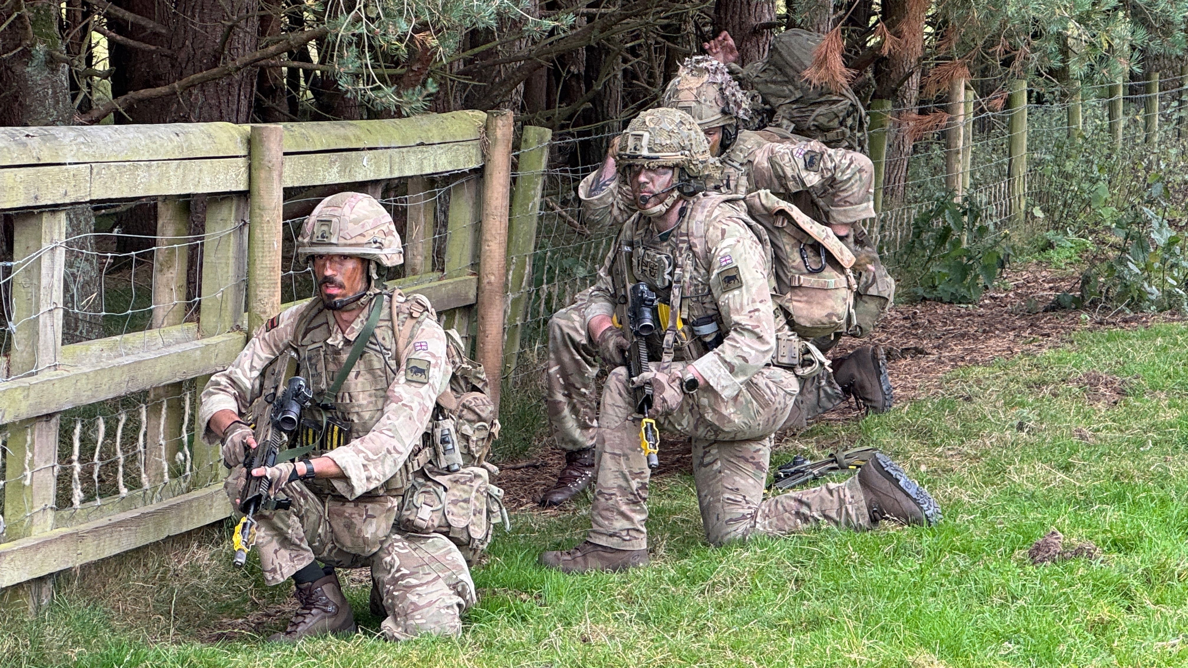 Soldiers from 3 Rifles taking part in the Chosen Man competition