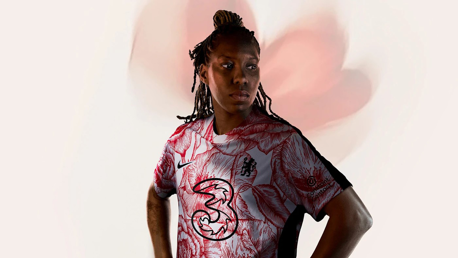 Kadeisha Buchanan, a Canadian international, poses in the Nike pre-match top (Picture: Chelsea FC)