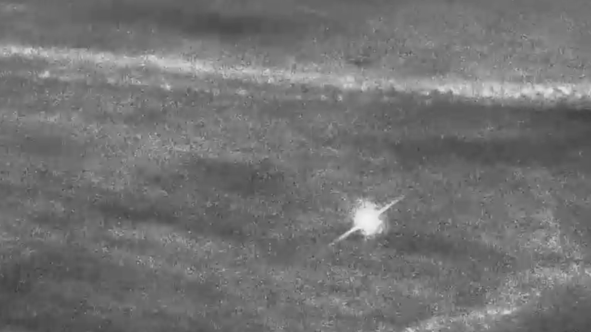 This image shows the drone moments before its destruction