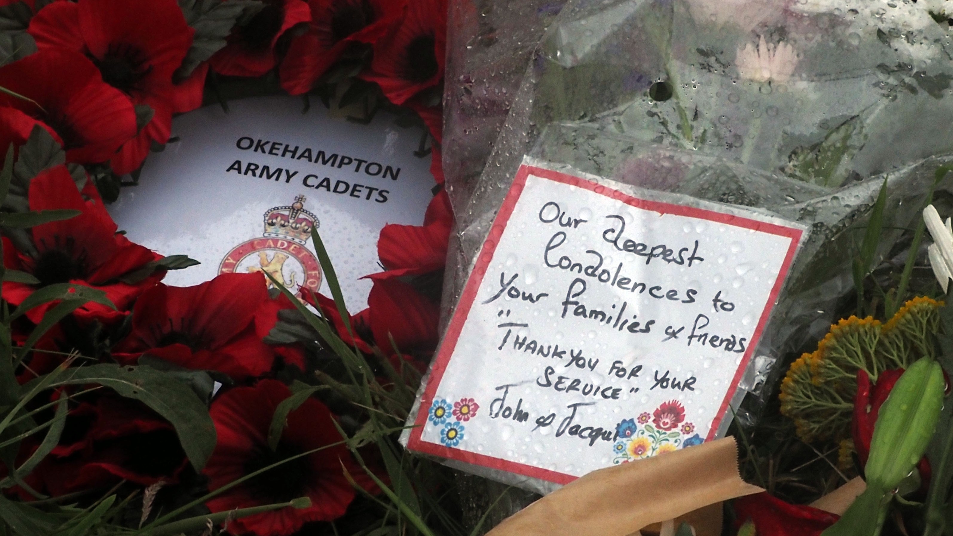 Flower left at the scene of the Merlin helicopter crash in Devon (picture: PA)