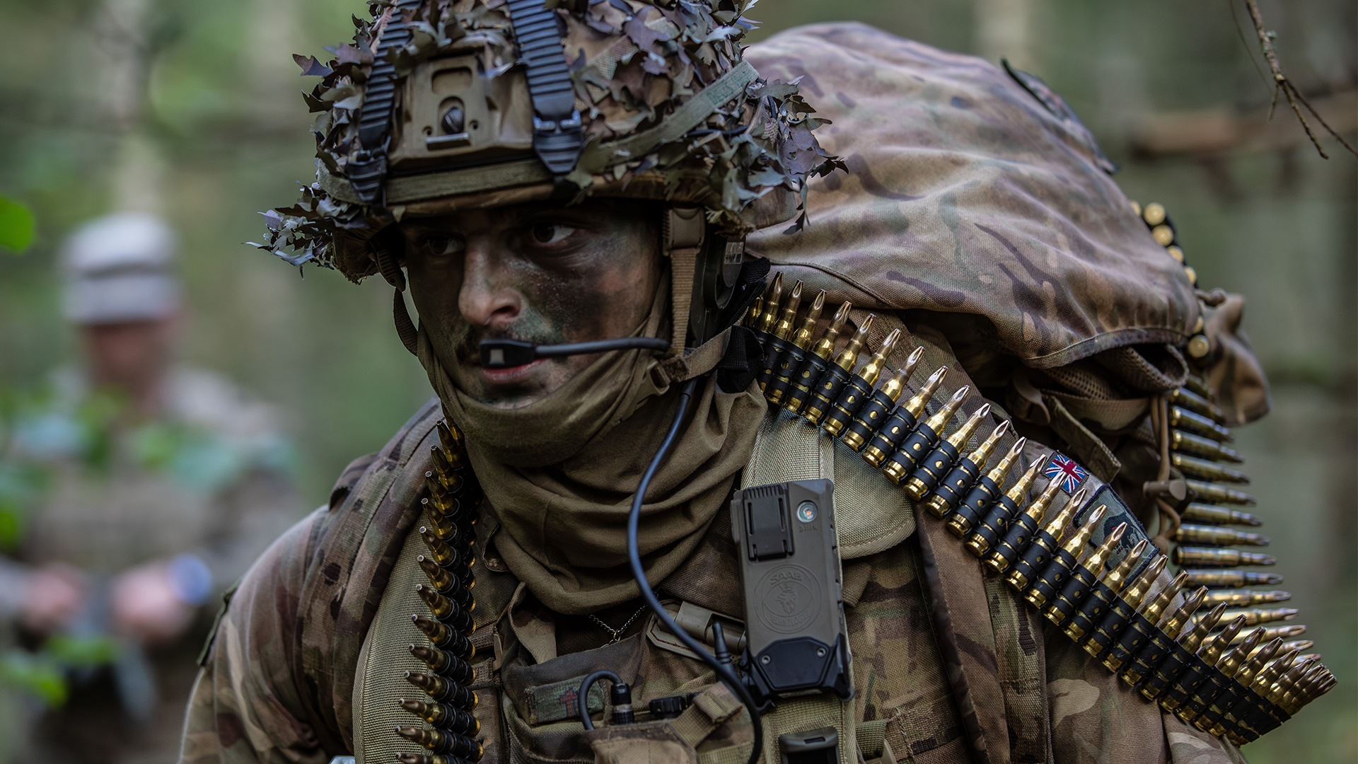 All ammunition - whether live or blank like the 7.62mm belted rounds being carried by this GPMG gunner from 3 Scots - is treated to the strictest accounting procedures in the UK Armed Forces