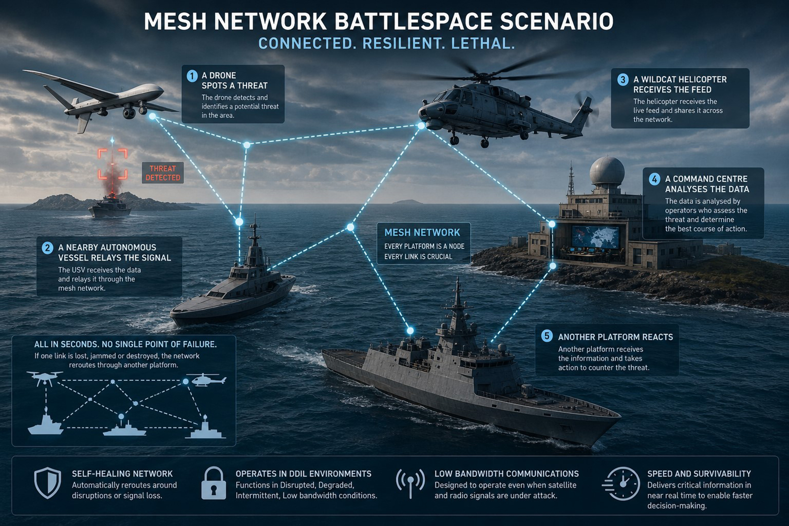 Mesh Network Battlespace Scenario graphic 