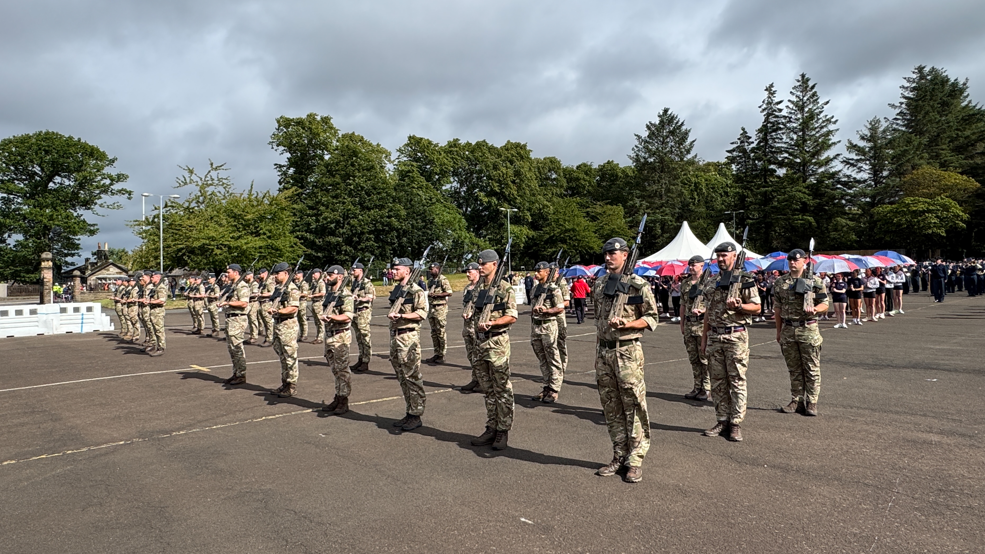 Performers rehearsing for the Royal Edinburgh Military Tattoo