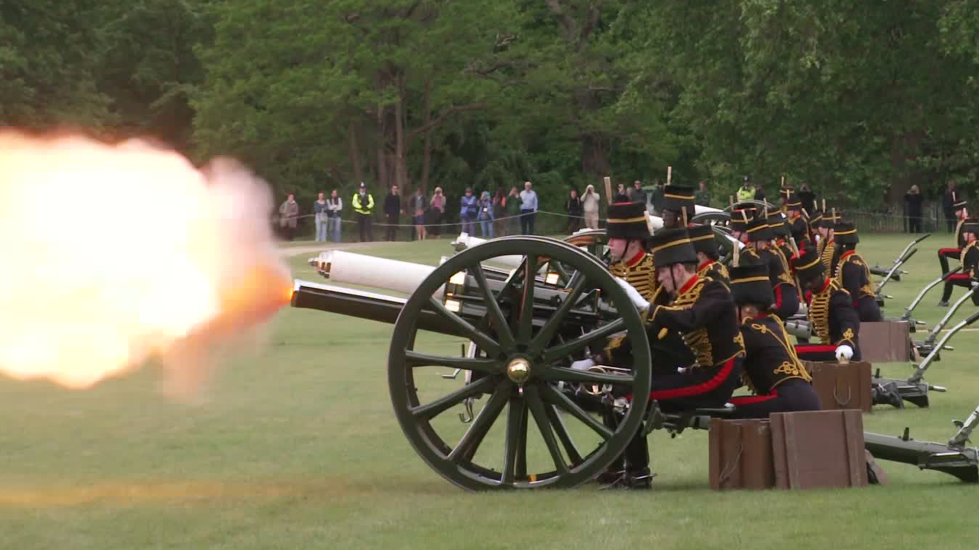 The 13-pounders that were used in the First World War are still seeing service - albeit ceremonial this time (Picture: BFBS)