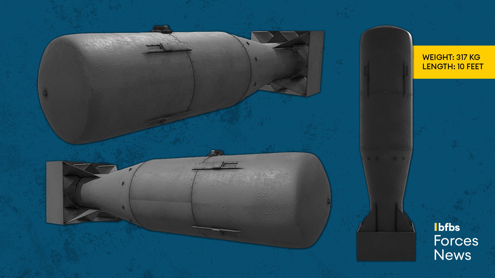 The "Little Boy" nuclear bomb that was dropped on Hiroshima by the three US B-29 bombers