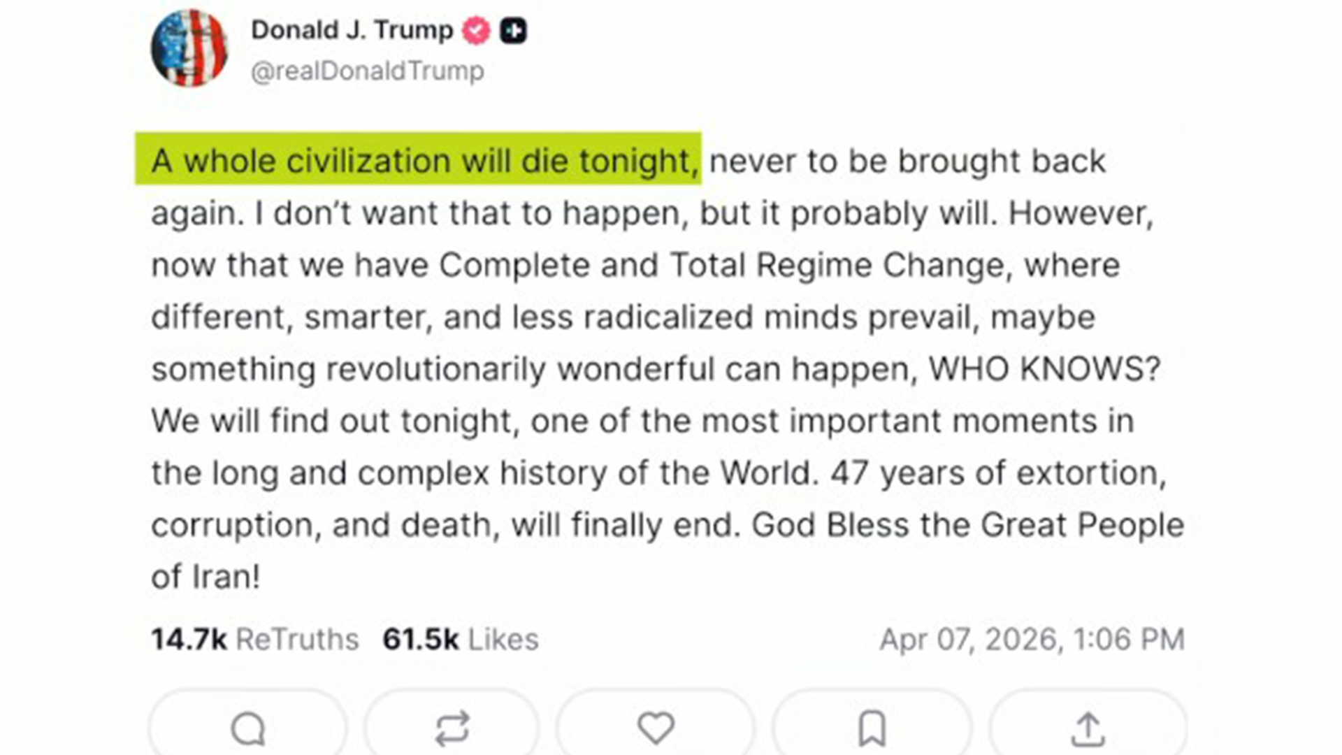 President Trump's language has been controversial at best, even though he probably didn't mean a literal interpretation of what he posted