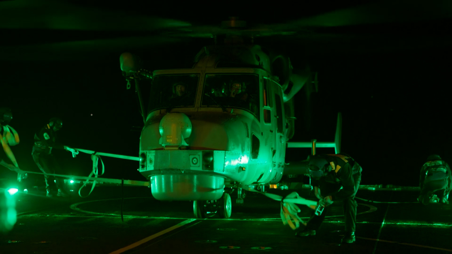 Wildcat and Merlin pilots using NVGs can use the system to make covert landings on HMS Trent and her sister ship HMY Spey