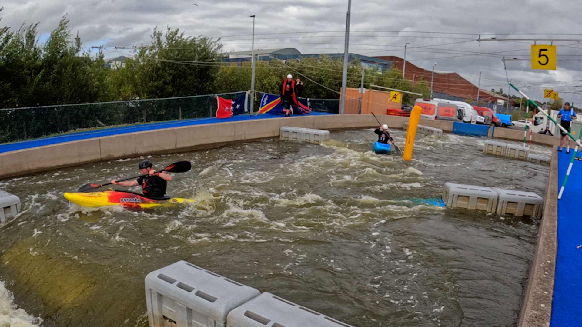 Competitors taking part in the Kayak Cross event at the inter-service canoe championship