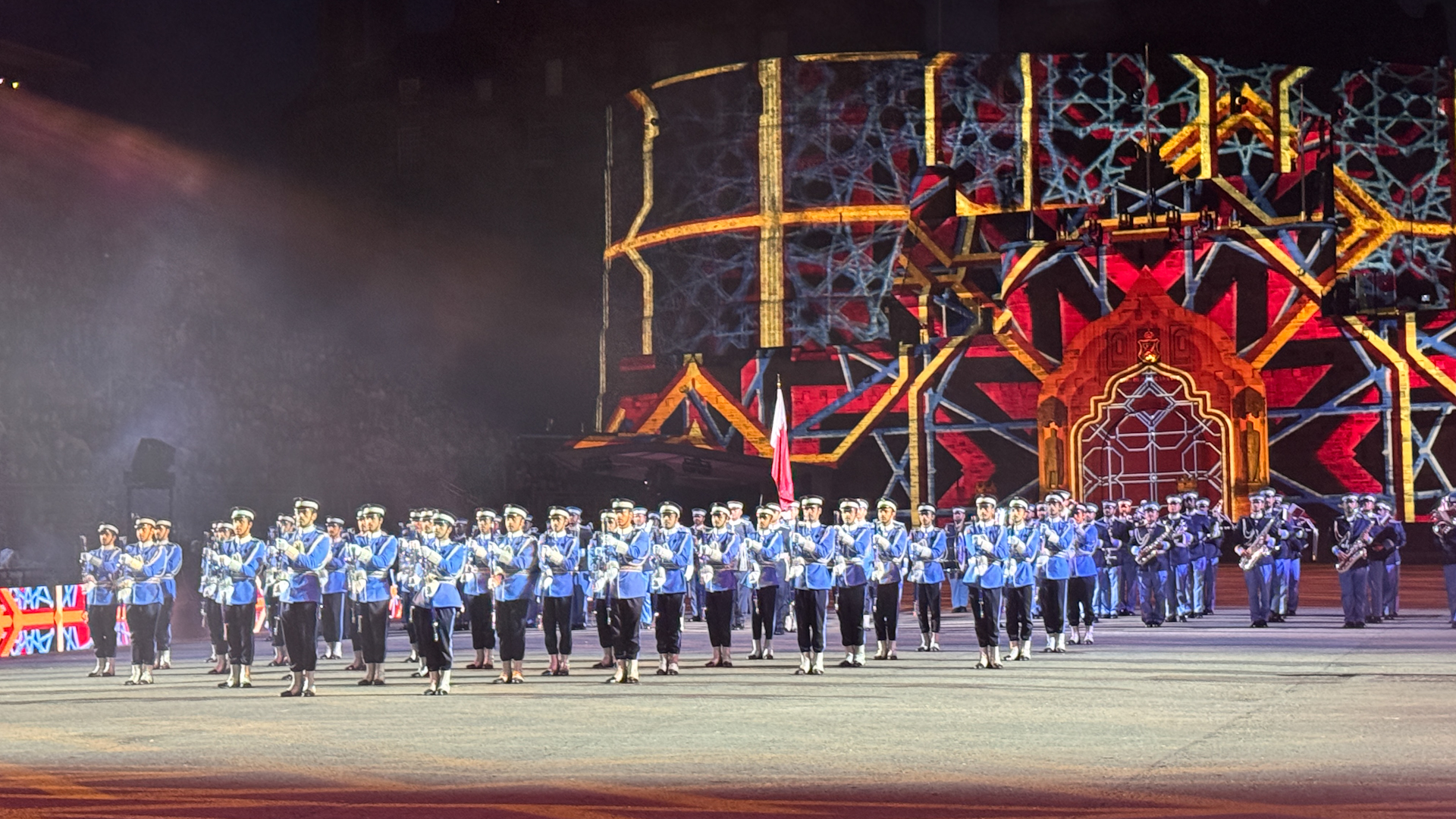 The Qatar Police Academy Band and Drill Team performing at the Royal Edinburgh Military Tattoo