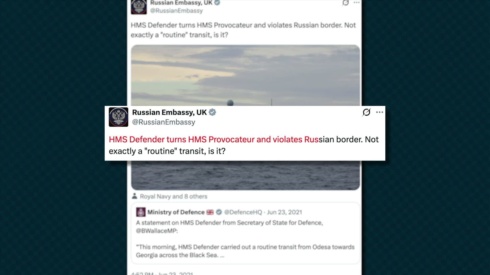 The MOD and the Russian embassy were involved in an war of words at the time of the incident - which was witnessed first-hand by an independent reporter (Picture: BFBS)