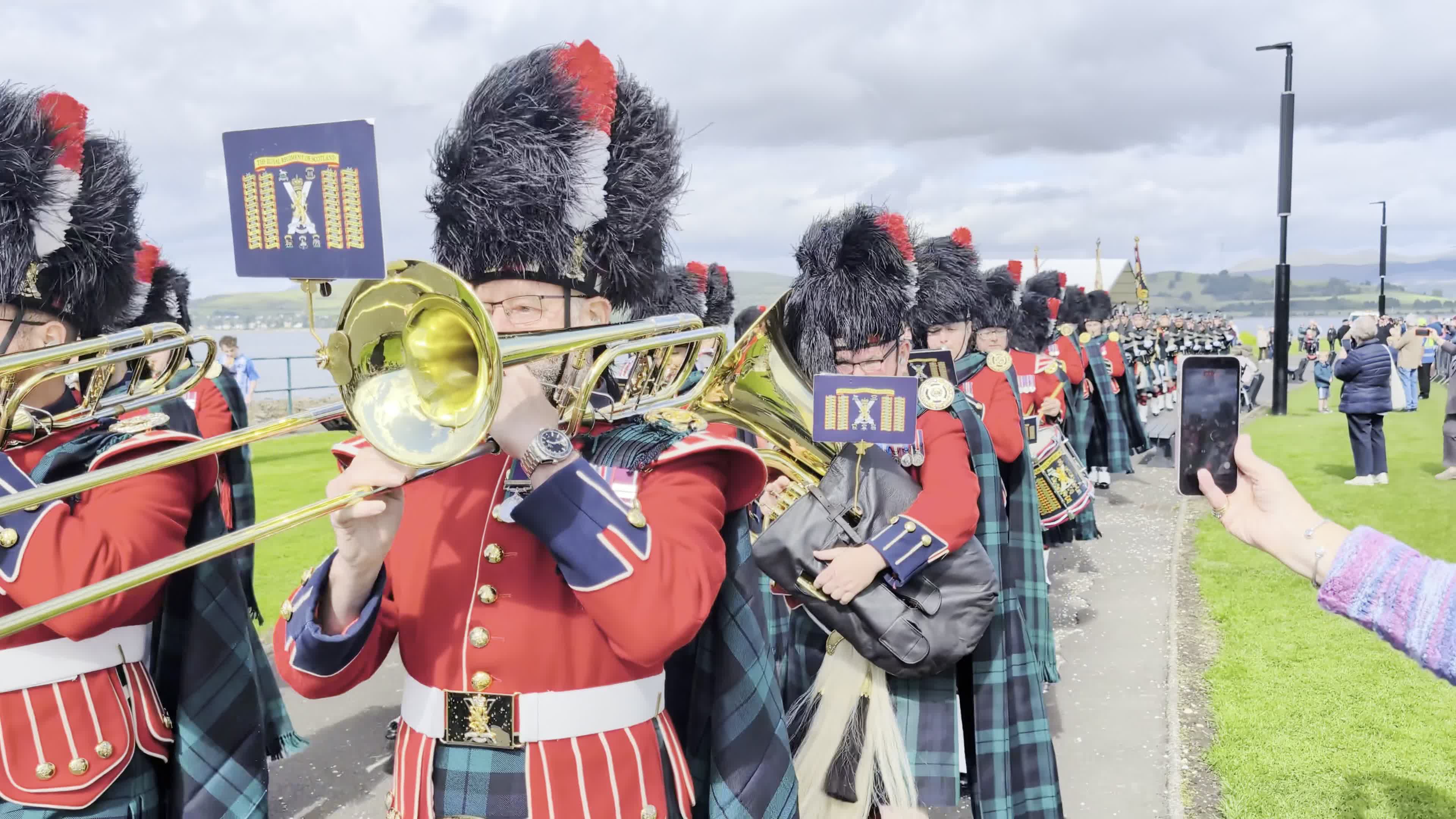 The sound of pipes and beat of drums accompanied the regiment along Greenock Esplanade (Picture: BFBS)