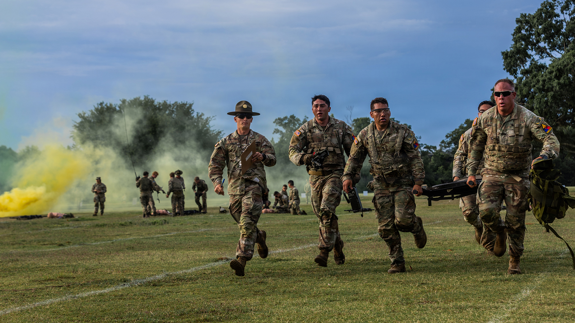 The event at York Field in Fort Benning also saw the teams in both the Bradley and tank categories take part in a physical fitness event called the Final Charge (Picture: US Department of War)