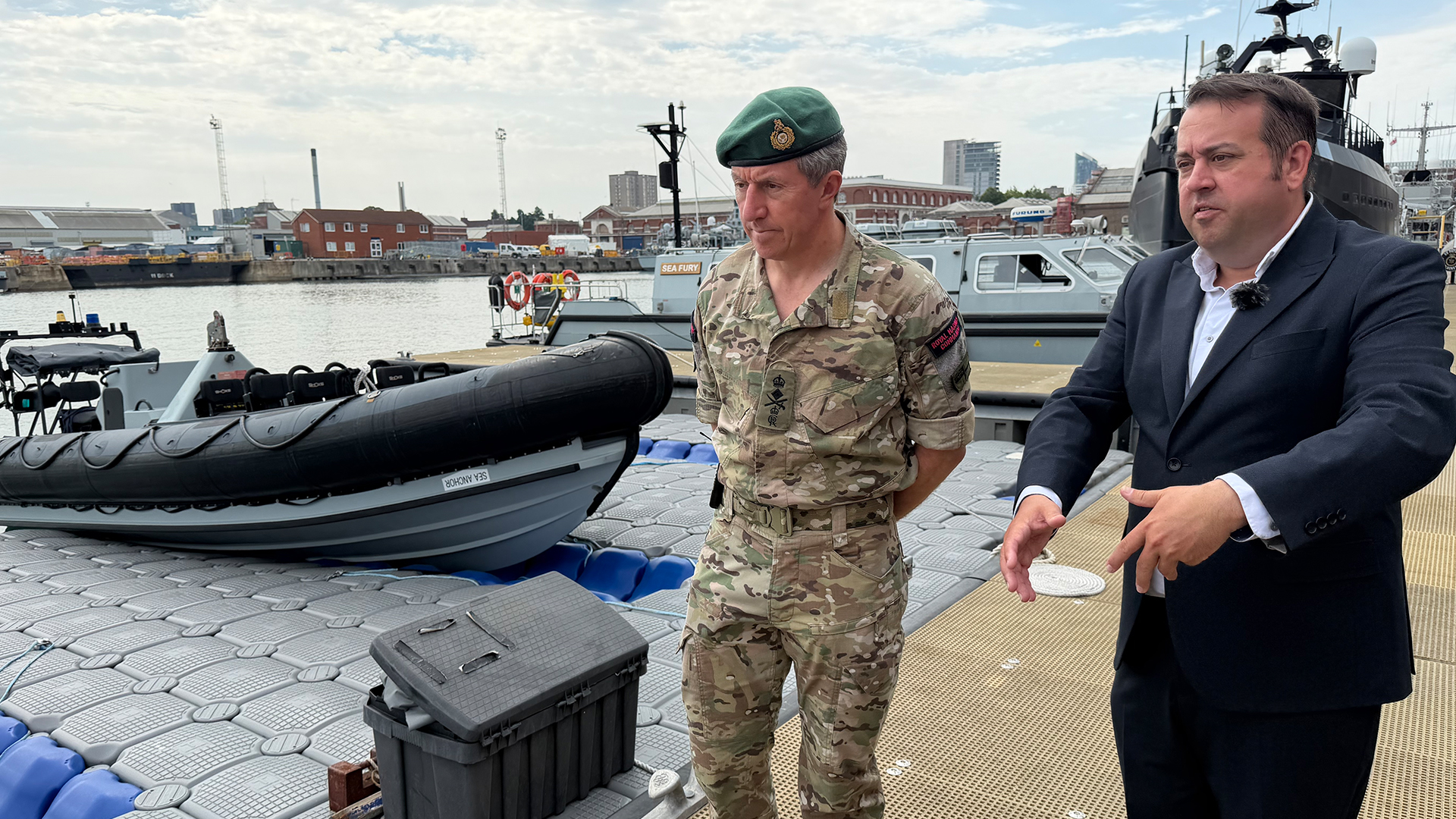 The First Sea Lord had a lengthy discussion with reporter Tim Cooper during which no topics were off the table (Picture: BFBS)