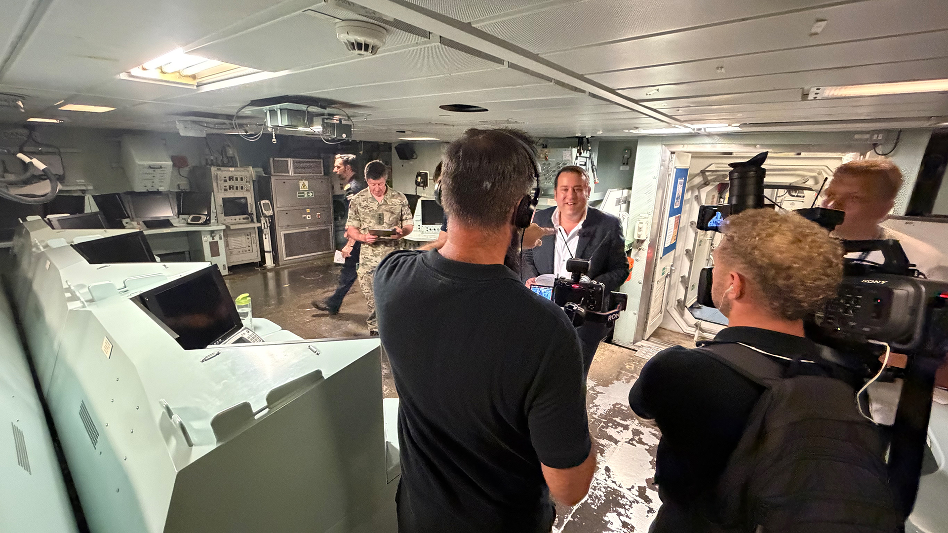 Gen Sir Gwyn ensured Tim Cooper and the BFBS team were given full access to Type 45 air defence destroyer HMS Daring (Picture: BFBS)