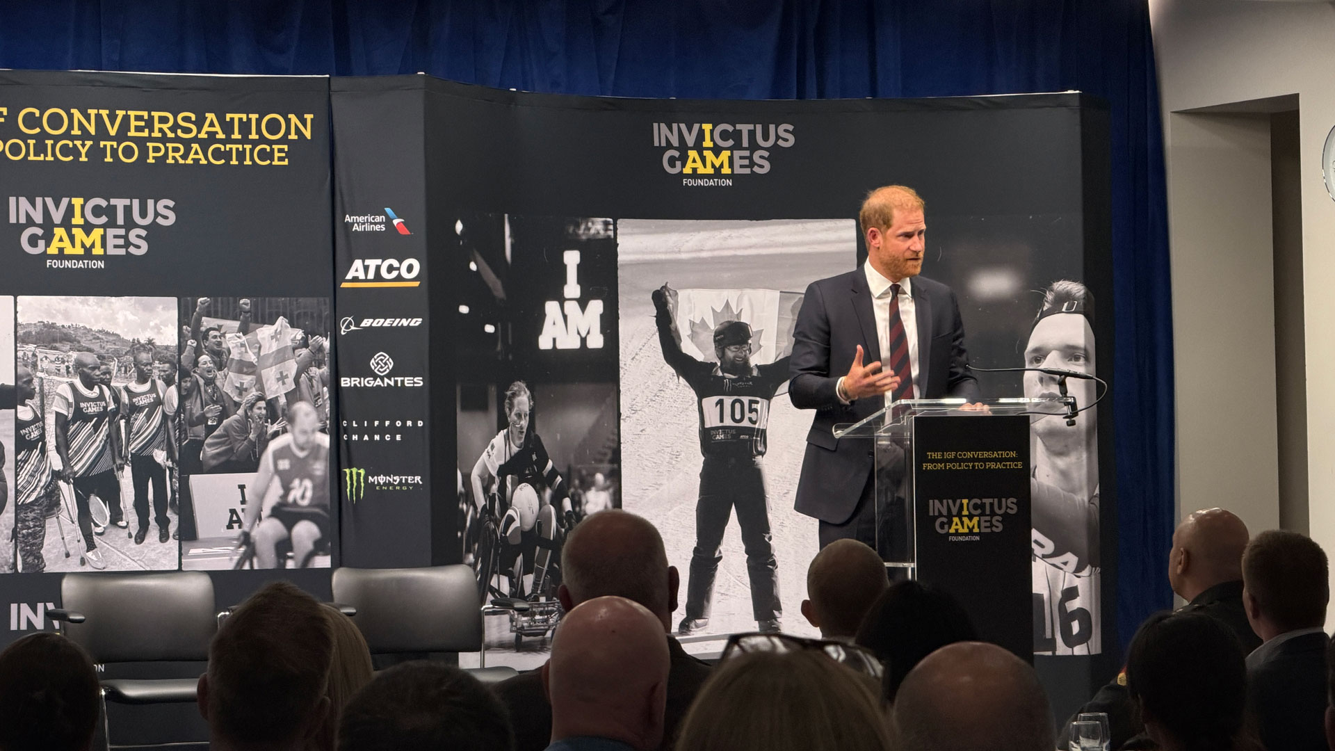 Prince Harry addresses delegates discussing next year's Invictus Games which will be held in Birmingham (Picture: BFBS)