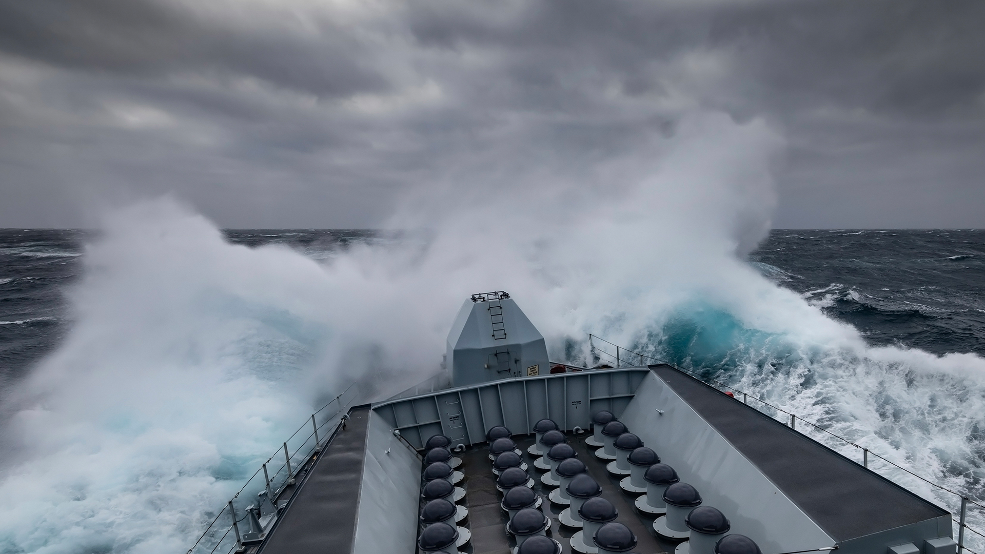 The 32-cell Sea Ceptor missile silo, seen aboard HMS Lancaster as she navigated high seas back in 2021