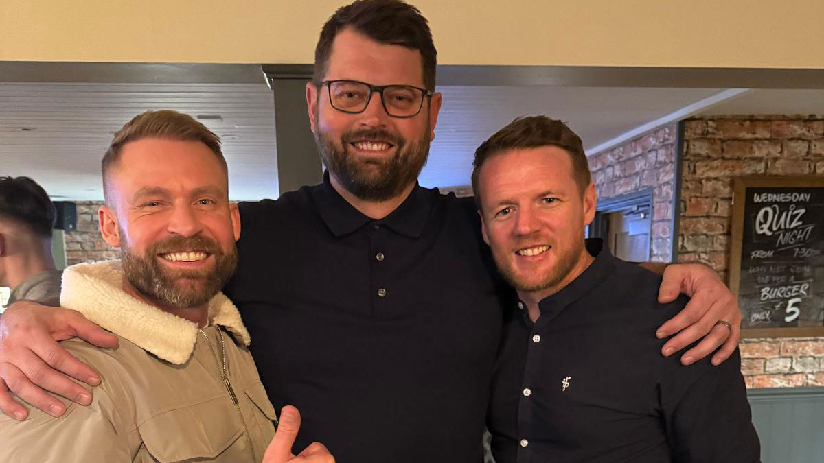 British Army veteran Lee Madigan pictured with two veterans he served with whom he has helped find careers