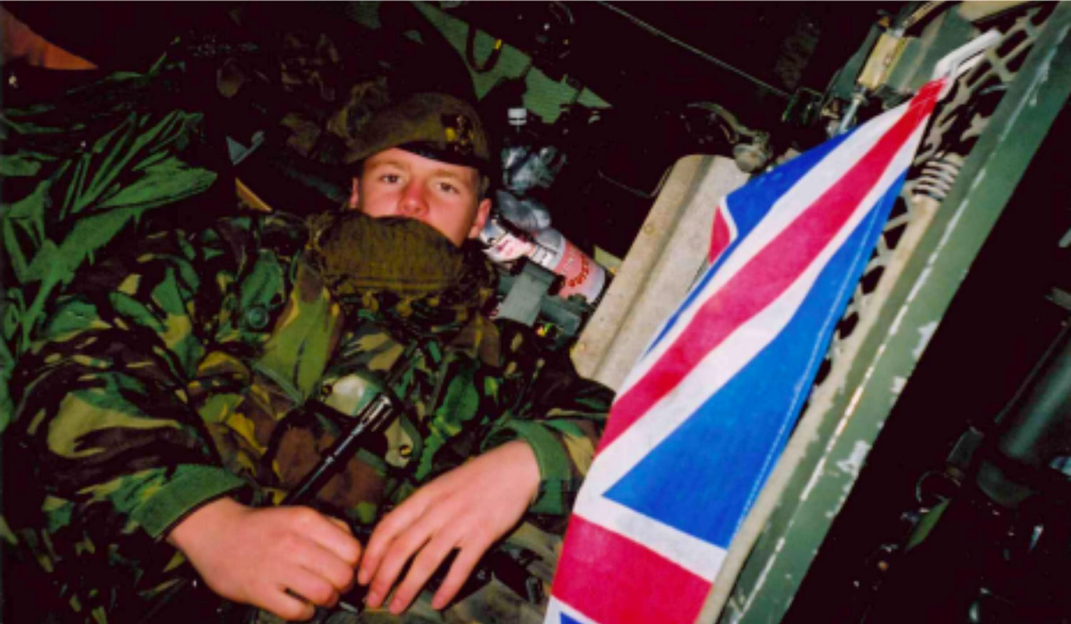 British Army veteran Lee Madigan seen during his service with 1st Battalion, The Princess of Wales's Royal Regiment in Kosovo