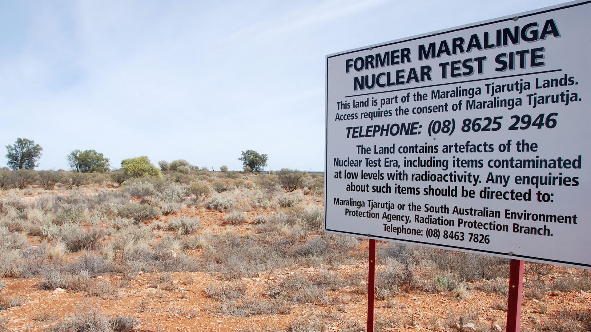 The man who dropped the bomb Maralinga sign CREDIT ALAMY