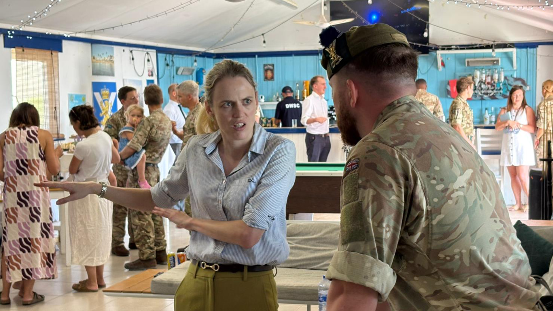 Former Intelligence Corps officer Louise Sandher-Jones chatted to numerous couples during hr visit
