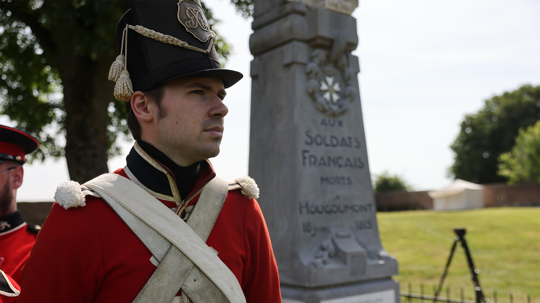 	1 LANCS Kingsmen explore Battle of Waterloo french memorial 