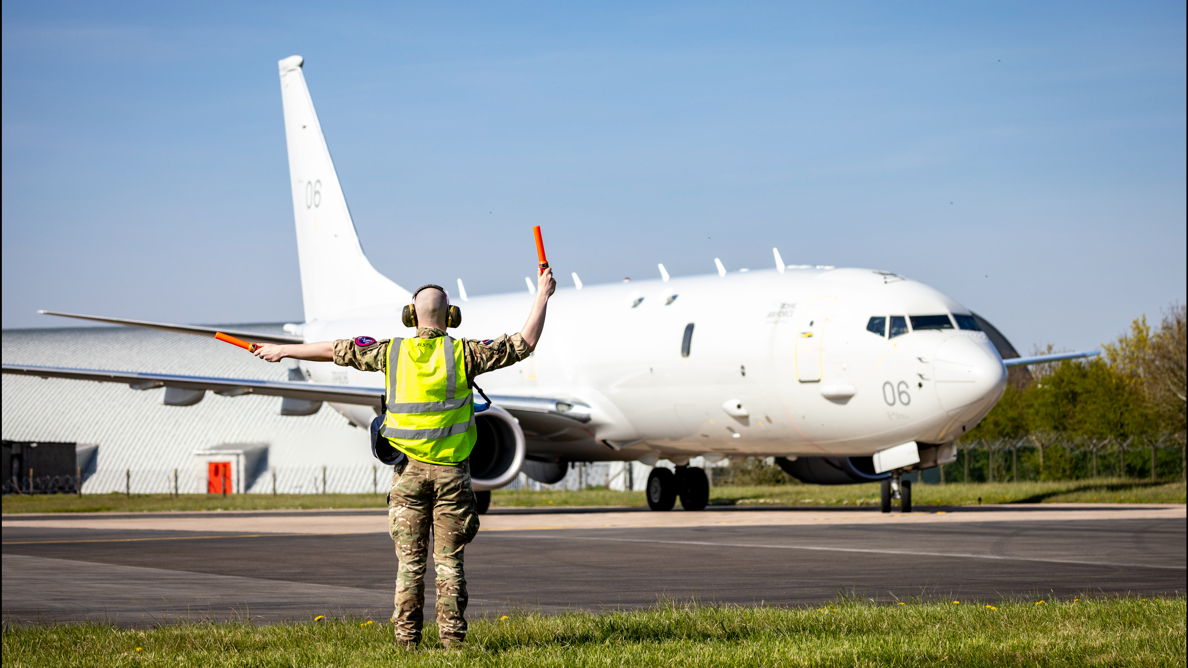 RAF P-8 Poseidon taxiing on airfield