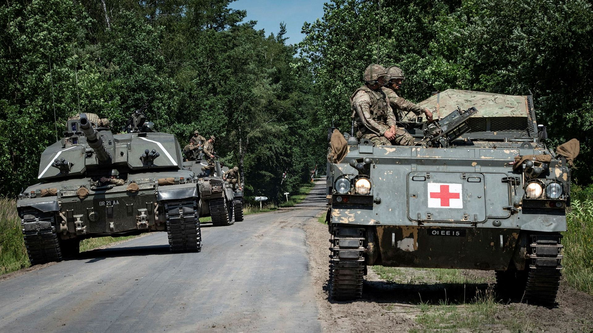 The Bulldog also sees service as a battlefield ambulance with the British Army, this one supporting Challenger 2s at the Bergen-Hohne Training Area in Germany (Picture: MOD)