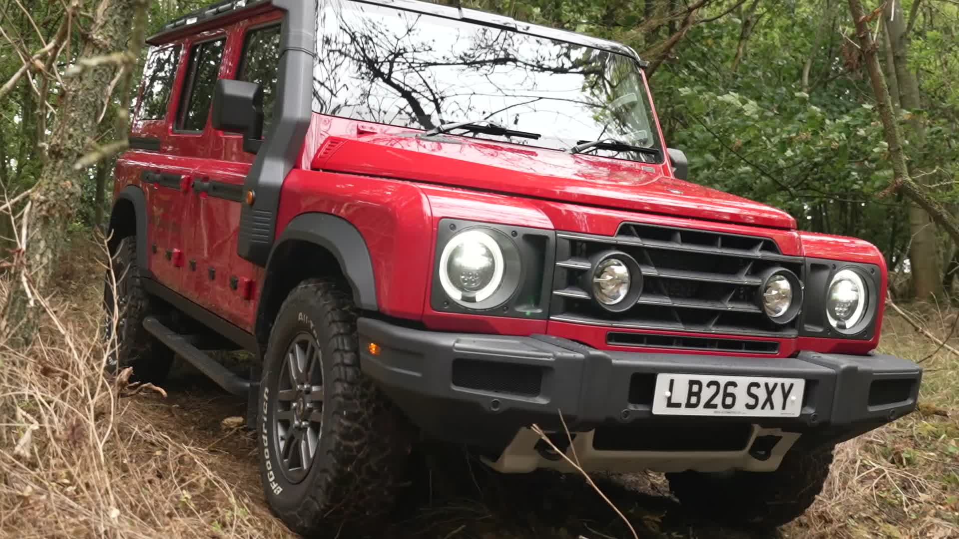 Ineos Grenadier vehicle in shiny red