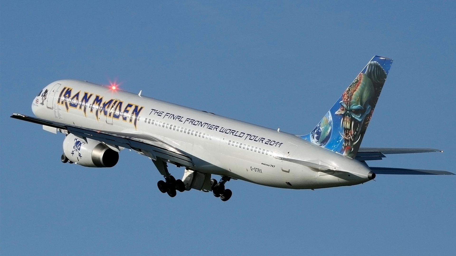 The RAAF officer is a qualified pilot, and Ed Force One, Iron Maiden's Boeing 757, was piloted by him on the band's The Final Frontier World Tour 2011 (Picture: Alamy)