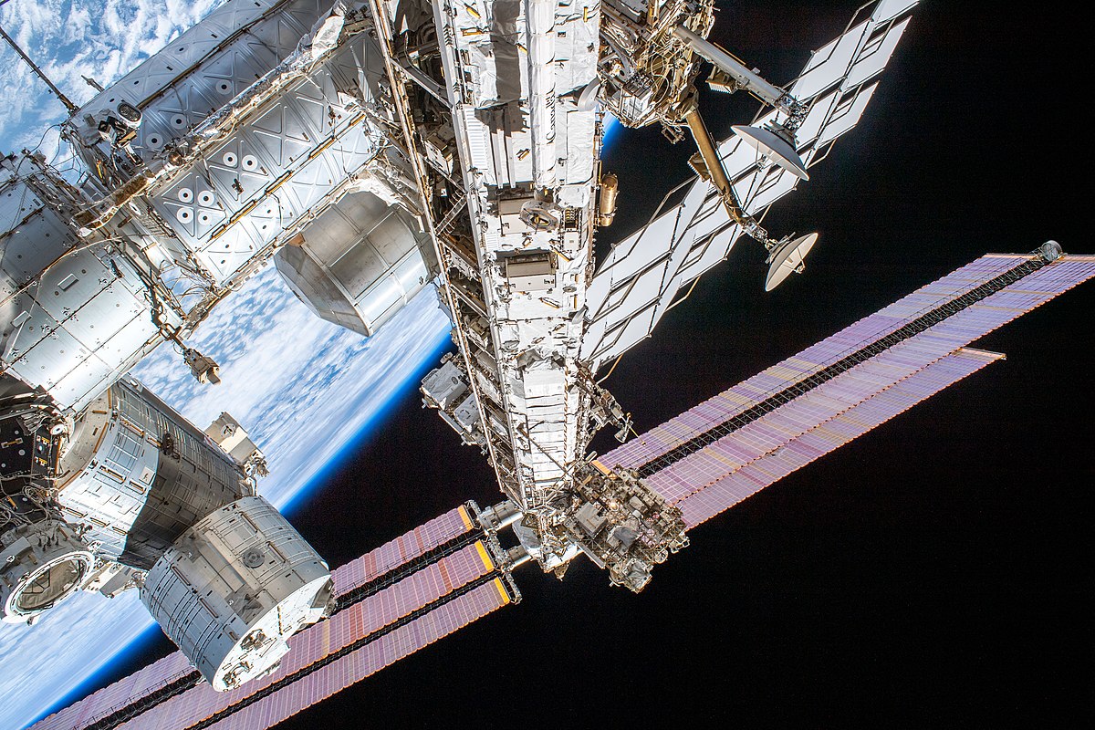 The International Space Station, or ISS, orbiting the Earth