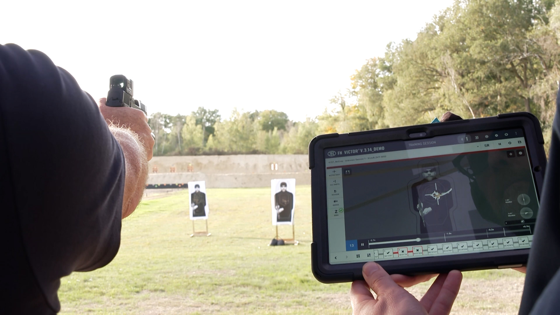 The VictoR target detection device provides real-time data about potential targets - these are static, but it works with moving targets too