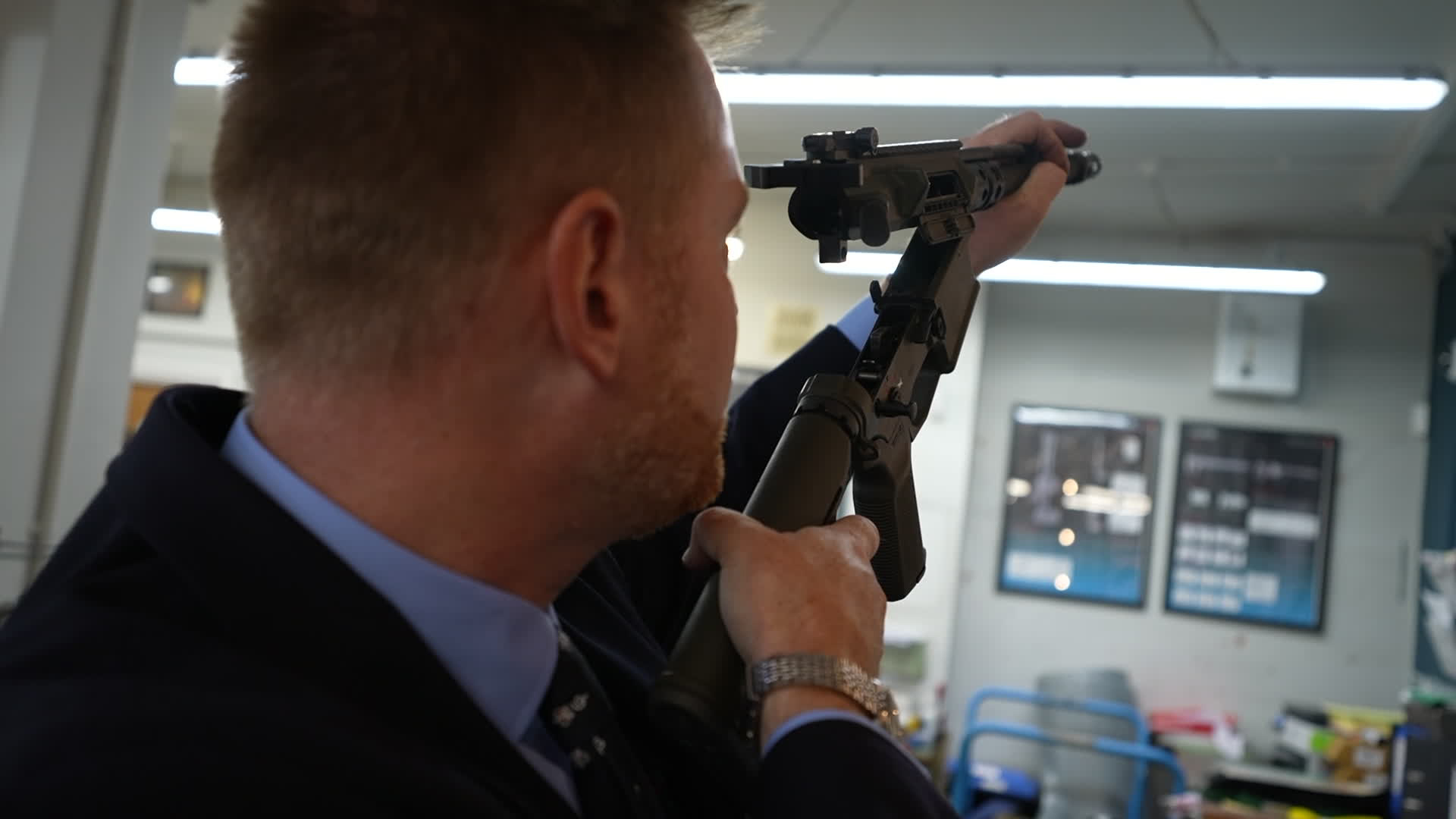 The bore and chamber of the weapon are visually inspected for any obvious defects before any live rounds are fired (Picture: BFBS)