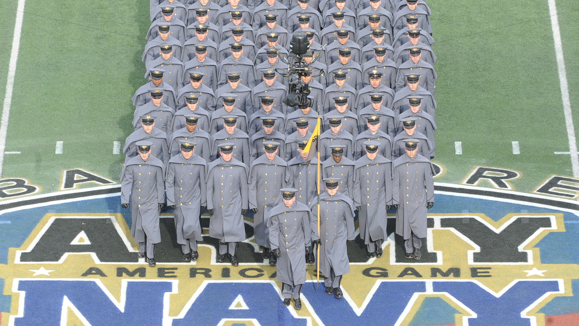 U.S. Military Academy cadets march onto the field for pre-game activities at M&T Bank Stadium during the 115th Army-Navy football game in December 2014