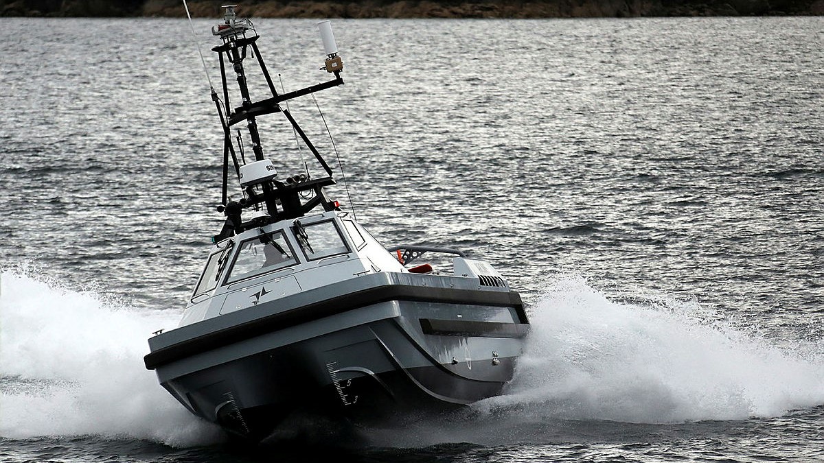 Atlas ARCIMIS minesweeper takes part in the world's first large-scale demonstration of marine robotic systems hosted by the UK at the Royal Navy-led Unmanned Warrior 16