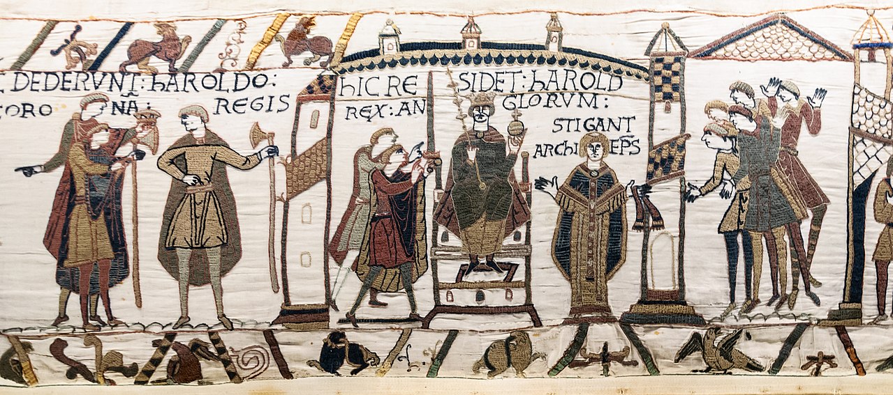 Bayeux Tapestry - coronation of Harold II of England